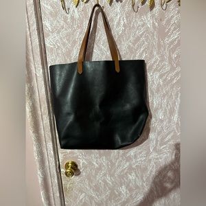 Madewell Black Tan Leather Transport Tote